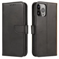 Etui i futerały do telefonów - Magnet Case elegancki futerał etui pokrowiec z klapką i funkcją podstawki iPhone 13 Pro Max czarny - miniaturka - grafika 1