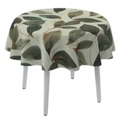 Obrusy i serwetki - Dekoria Obrus okrągły brązowo-pomarańczowe liście na szarym lnianym tle 135 cm Abigail - miniaturka - grafika 1