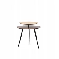 Ławy i stoliki kawowe - Stolik kawowy do salonu okrągły drewniany blat 50 cm FONTANA UFO BRĄZOWY - miniaturka - grafika 1