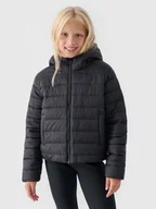 Kurtki i płaszcze dla dziewczynek - 4F Kurtka puchowa z wypełnieniem syntetycznym dziewczęca - czarna 128 (7-8 lat) - miniaturka - grafika 1