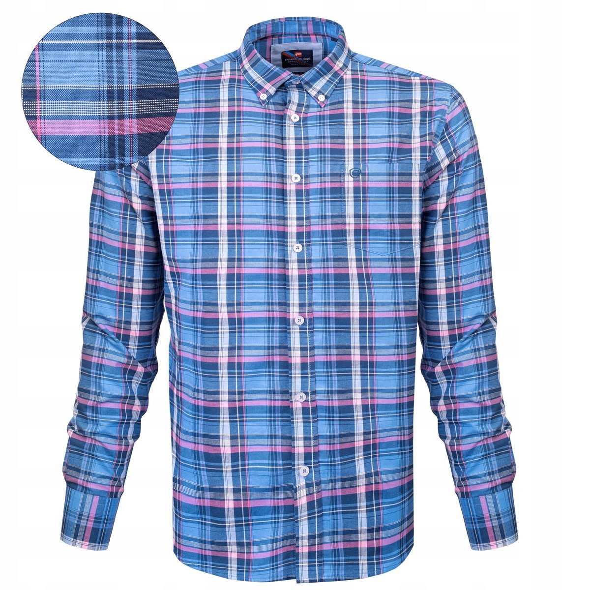 KOSZULA Męska w KRATKĘ z Długim Rękawem Bawełniana Slim Fit Pako Jeans