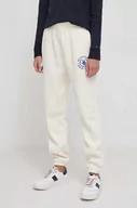 Spodnie damskie - Tommy Hilfiger spodnie dresowe kolor beżowy z aplikacją - miniaturka - grafika 1