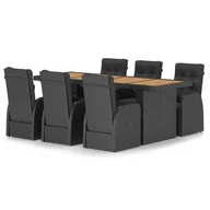 Meble ogrodowe - vidaXL 7-cz. zestaw mebli ogrodowych z poduszkami, rattan PE, czarny 3059346 - miniaturka - grafika 1