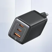 Ładowarki do telefonów - USAMS Ład. siec. 2xUSB-C+1xUSB 65W (only head) GaN PD3.0 +QC3.0 Fast Charging czarny/black Sandru Series CC180TC01 (US-CC180) - miniaturka - grafika 1