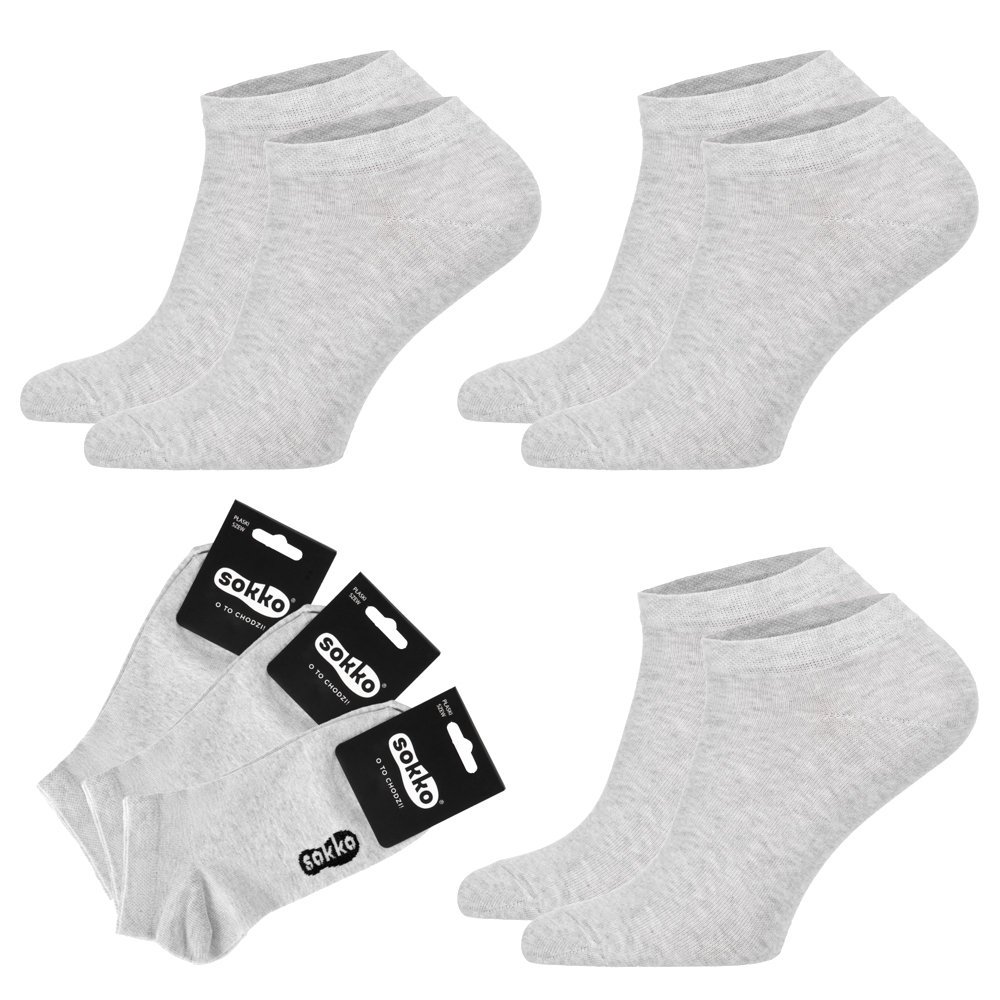 3X SOKKO STOPKI MĘSKIE NISKIE BAWEŁNIANE SZARE - SM3-S10-SZA-42-44