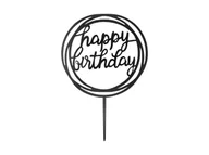 Ciasta i półprodukty do ciast - Topper na tort Happy Birthday czarnym - 1 szt. - miniaturka - grafika 1