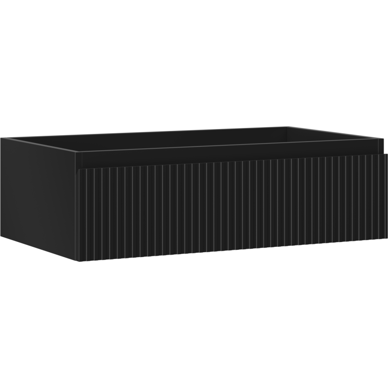 Mexen Rivel szafka łazienkowa podumywalkowa 80 cm, 1 szuflada, ryflowana , czarna mat - 91A20-08023-1-BF71