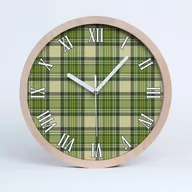 Zegary - Cichy ścienny drewno zegar zielona krata fi 30 cm, Tulup - miniaturka - grafika 1