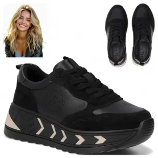 Sneakersy Damskie SKÓRZANE FILIPPO Wygodne Półbuty Czarne na Platformie 38 - Półbuty damskie Sneakersy Damskie SKÓRZANE FILIPPO Wygodne Półbuty Czarne na Platformie 38 - Półbuty damskie - miniaturka - grafika 1