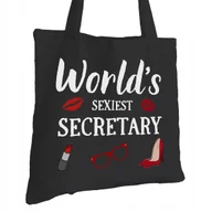 Torby i wózki na zakupy - Torba Bawełniana dla Sekretarki Czarna Prezent ekologiczna Trwały Nadruk - miniaturka - grafika 1