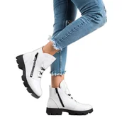 Botki damskie - Sergio Leone Białe Wokrery Fashion - miniaturka - grafika 1