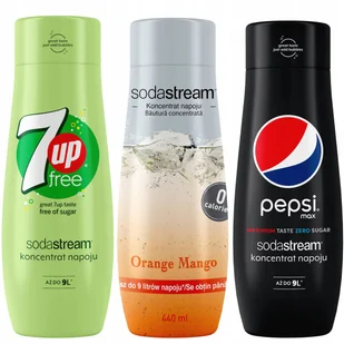 Zestaw 3 koncentratów SodaStream 7UpFREE+Orange-Mango+PepsiMax - Syropy i koncentraty owocowe - miniaturka - grafika 1