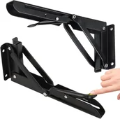 Zawiasy, okucia i inne akcesoria - 25 cm wytrzymały składany uchwyt ścienny w kolorze czarnym do garażu, kuchni, biura, sypialni - miniaturka - grafika 1