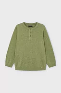 Swetry dla chłopców - Mayoral sweter z domieszką lnu dziecięcy kolor zielony lekki - miniaturka - grafika 1