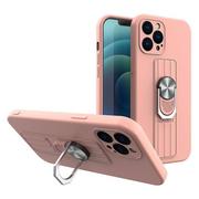 Etui i futerały do telefonów - Ring Case silikonowe etui z uchwytem na palec i podstawką do iPhone 8 Plus / iPhone 7 Plus różowy - miniaturka - grafika 1