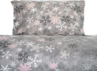 Pościel - Pościel z polaru wykonana w 100% z poliestru z motywem płatka śniegu w kolorze szarym 200x200 cm - miniaturka - grafika 1