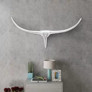 vidaXL Srebrna ozdoba ściany bycze rogi z aluminium 75 cm - Dekoracje domu - miniaturka - grafika 1