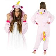 Stroje karnawałowe - Kigurumi Onesie Piżama Pegaz Jednorożec Różowy S - miniaturka - grafika 1