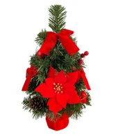 Choinki - Choinka sztuczne Dekorowana W Doniczce Zielona Z Czerwonymi Dodatkami 40 cm Gwiazda Betlejemska - miniaturka - grafika 1