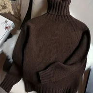 Swetry damskie - TEMU Jednokolorowy Minimalistyczny Sweter z Wysokim Kołnierzem dla Kobiet, Jesień/ Raglanowe Rękawy Ciepły Gruby Sweter na Zimę - miniaturka - grafika 1