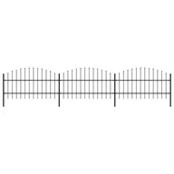 Ogrodzenia - vidaxl Panele ogrodzeniowe z grotami, stal, (0,75-1) x 5,1 m, czarne - miniaturka - grafika 1