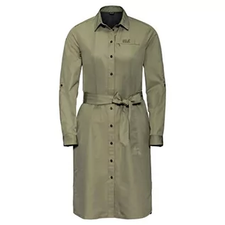 Sukienki - Jack Wolfskin Damska sukienka Lakeside brązowy khaki l - grafika 1