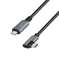 Kable USB - LOGILINK CU0184 Kabel USB 2.0 Type-C C/M kątowy na USB-C/M E-mark PD czarny 3m - miniaturka - grafika 1