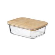 Pojemniki kuchenne - Szklany pojemnik z bambusową pokrywką Florina Clavato 370 ml prostokątny - miniaturka - grafika 1