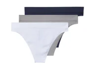 Majtki damskie - esmara Majtki stringi damskie, 3 pary (granatowy/jasnoszary/biały, S(36/38)) - esmara® - miniaturka - grafika 1