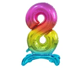 Balony i akcesoria - Godan Balon foliowy cyfra 8 tęczowa - 74 cm BC-AST8 - miniaturka - grafika 1
