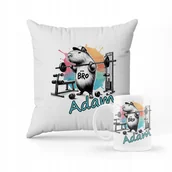 Gadżety dla niej i dla niego - ZESTAW PODUSZKA + KUBEK Prezent Siłownia Kapibara Kulturysta+ IMIĘ #3 - miniaturka - grafika 1