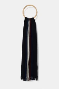 Tommy Hilfiger szalik z domieszką wełny kolor granatowy wzorzysty AM0AM12833 - Apaszki i szaliki męskie - miniaturka - grafika 1