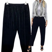 Dresy damskie - CZARNE SPODNIE DRESOWE WELUR 54 56 POLSKIE PROSTA NOGAWKA BEZUCISKOWE 4xl - miniaturka - grafika 1