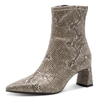 Botki damskie - Tamaris Damskie botki na obcasie 1-25315-45, Be?owy/skóra w??a, 38 EU - miniaturka - grafika 1