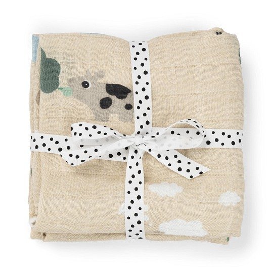 Done by Deer Pieluszki Bawełniane 65x65cm 2szt Tiny Farm Sand