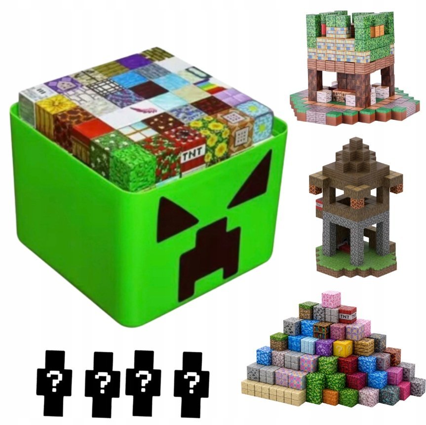 KLOCKI MAGNETYCZNE PIXELE 3D AŻ 180 ELEMENTÓW + 4 FIGURKI LUDZIKI ZESTAW