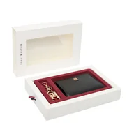 Portfele - Zestaw portfel i brelok Tommy Hilfiger Med Za W/Flap + Charm AW0AW18041 Czarny - miniaturka - grafika 1