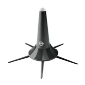 Akcesoria do instrumentów dętych - K&M Stojak na trąbkę 152/1, czarny, tworzywo sztuczne, gumowany stożek z trójnogiem i filcowymi paskami, transport w lejku - miniaturka - grafika 1