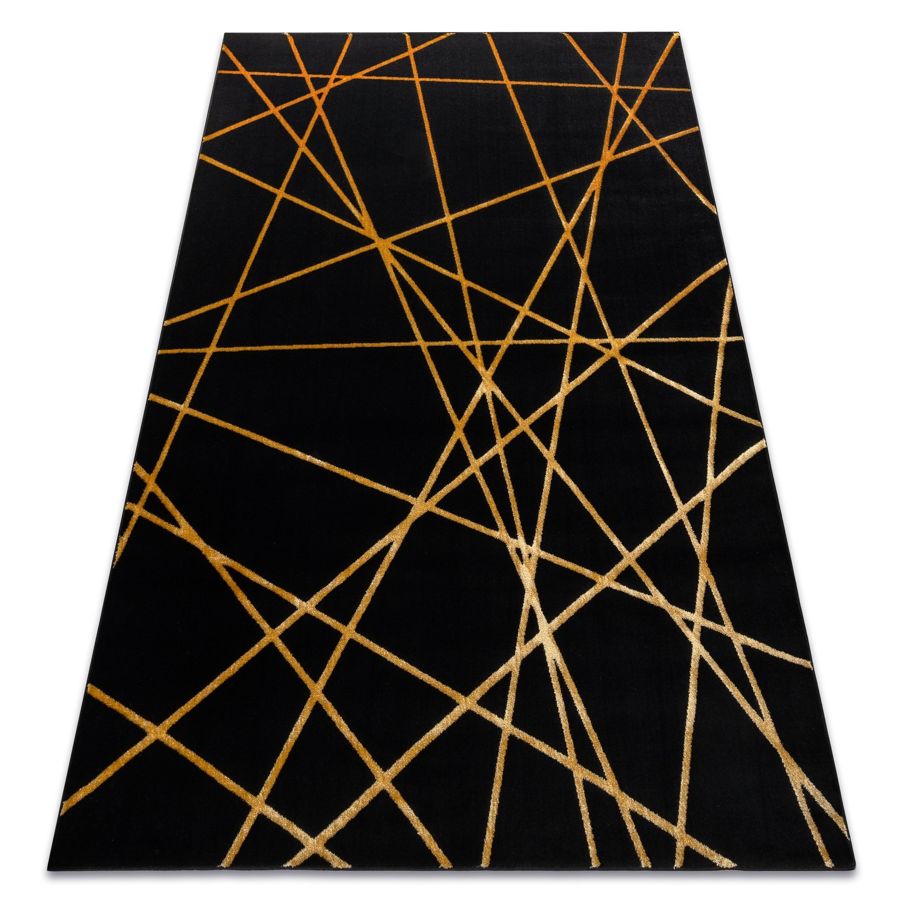 Dywan GLOSS nowoczesny 406C 86 stylowy, glamour, art deco, geometryczny / złoty czarny 240x330 cm