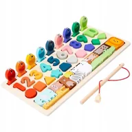 Zabawki interaktywne dla dzieci - Drewniana tablica edukacyjna Montessori cyfry zwierzątka sorter W103 - miniaturka - grafika 1