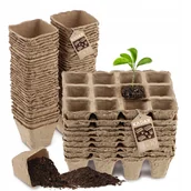 Donice - Doniczki torfowe na rozsady zestaw 10 paletek 16x12 cm + 72 doniczki 6 cm - miniaturka - grafika 1