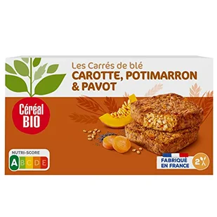 Céréal Bio Kwadratowa pszenica, marchewka, dynia i mak – wegańska i ekologiczna – łatwe i szybkie podgrzewanie – 200 g (2 x 100 g) – 209482 - Szybkie dania obiadowe - miniaturka - grafika 1