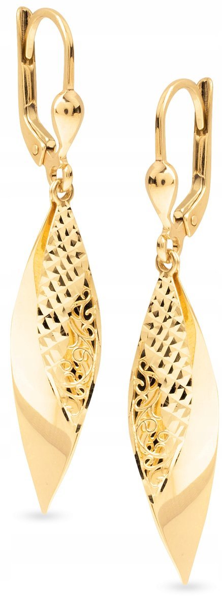 ZŁOTE KOLCZYKI DIAMENTOWANE ANGIELSKIE AŻUR 333