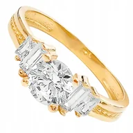 Pierścionki - Pierścionek złoty 585 z dużym oczkiem i subtelnymi cyrkoniami 16r prezent - miniaturka - grafika 1