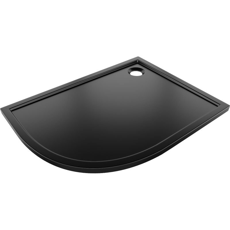 Mexen Flow brodzik półokrągły asymetryczny slim prawy 100 x 80 cm, czarny mat - 46Q708010R