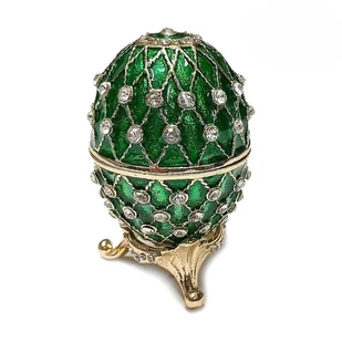 SZKATUŁKA FABERGÉ ZIELONA NA OBRĄCZKI LUB PIERŚCIONEK ZARĘCZYNOWY PREZENT - Pudełka i szkatułki - miniaturka - grafika 1