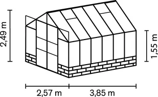 VITAVIA szklarnia ogrodowa Cassandra 9900, czarna - (9,9 m2; 2,57 x 3,85 m) + szkło hartowane - Szklarnie ogrodowe - miniaturka - grafika 2
