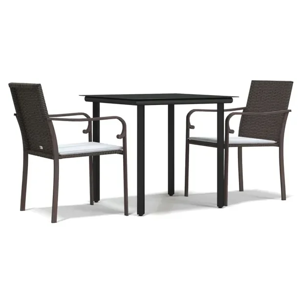 Zestaw Mebli Ogrodowych Rattan PE i Stal, Stół 80x80x74 cm, Krzesła 56x5