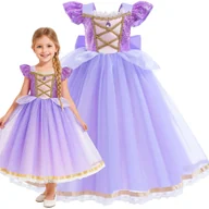Stroje karnawałowe - Strój Przebranie Sukienka Roszpunka Złotowłosa Księżniczka Karnawał 146 152 Cm - miniaturka - grafika 1