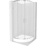 Kabiny prysznicowe - Mexen Rio kabina prysznicowa półokrągła 70x70 cm, szron, chrom + brodzik Rio, biały - miniaturka - grafika 1